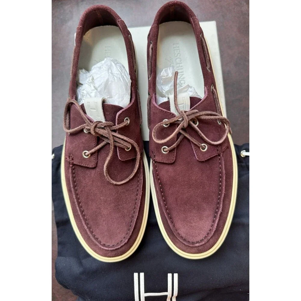 Heschung Paris Men’s Dock Shoe Size 11 Suede Lace Up New with Dust Bags